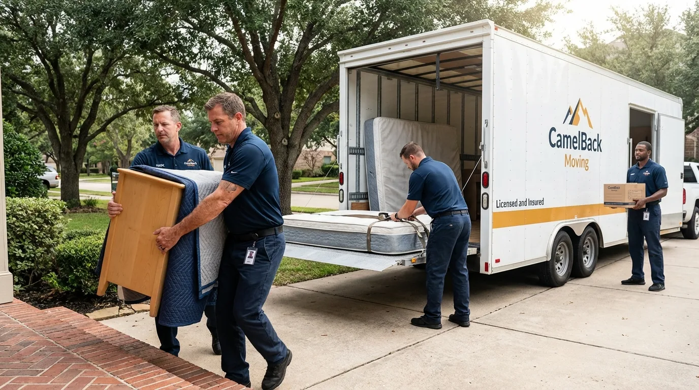 Crew loading residential truck for cross-state move from Lawrenceville, GA