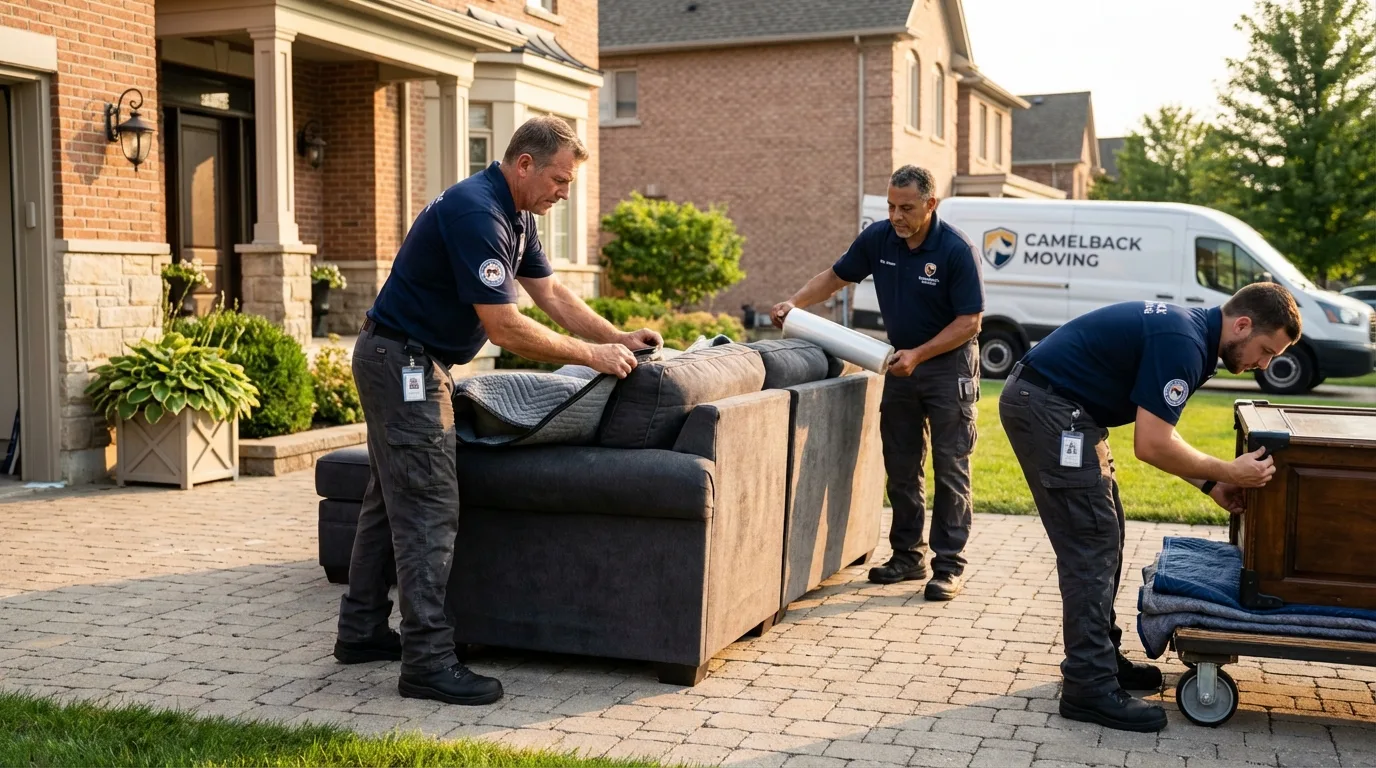 Large estate moving crew wrapping furniture in Lawrenceville, GA