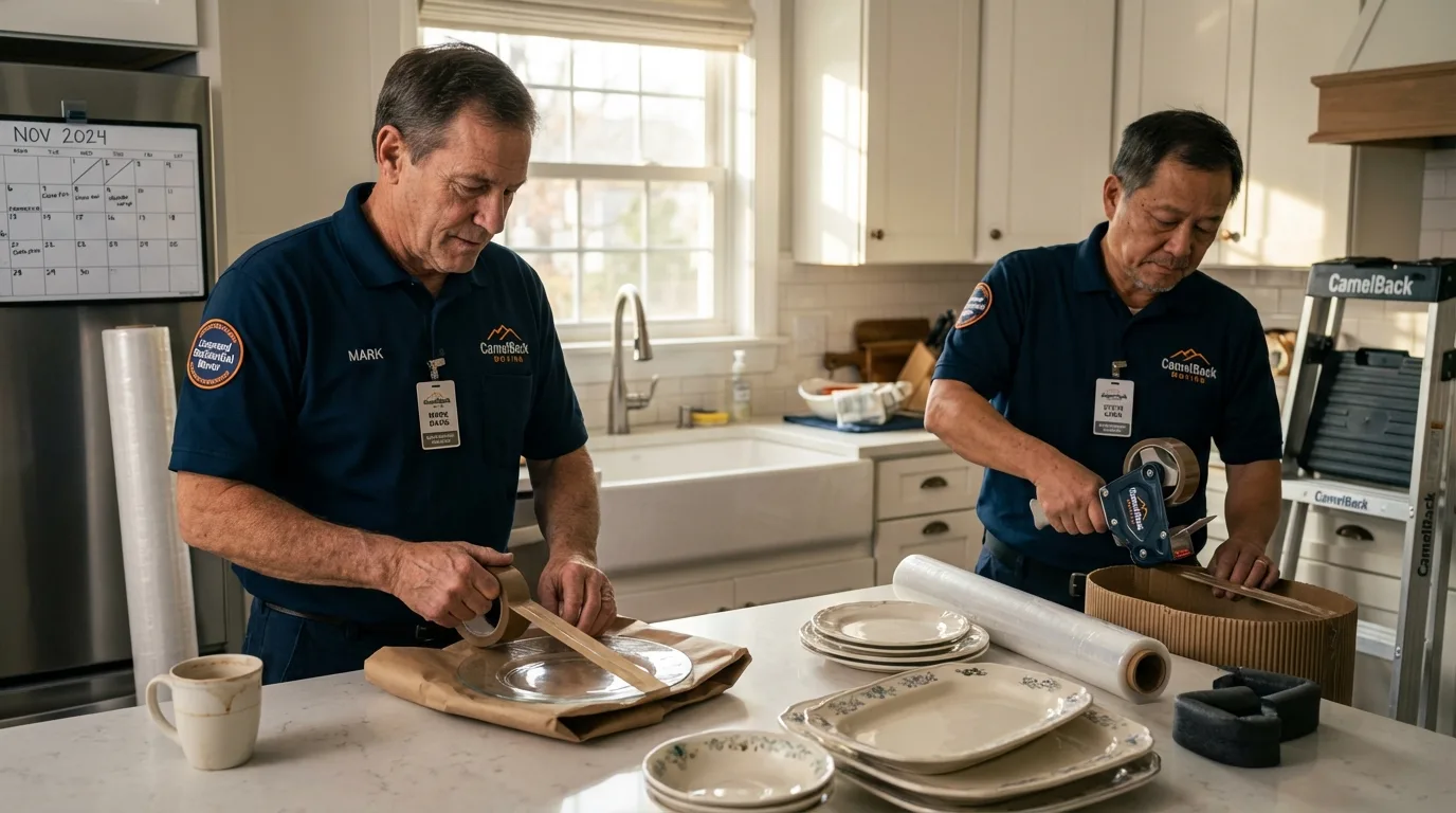 Professional crew packing kitchen dishware in Lawrenceville, GA